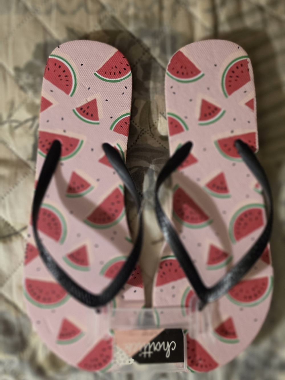 Chatties Pink Watermelon Print Flip Flops NWT SZ 9-10